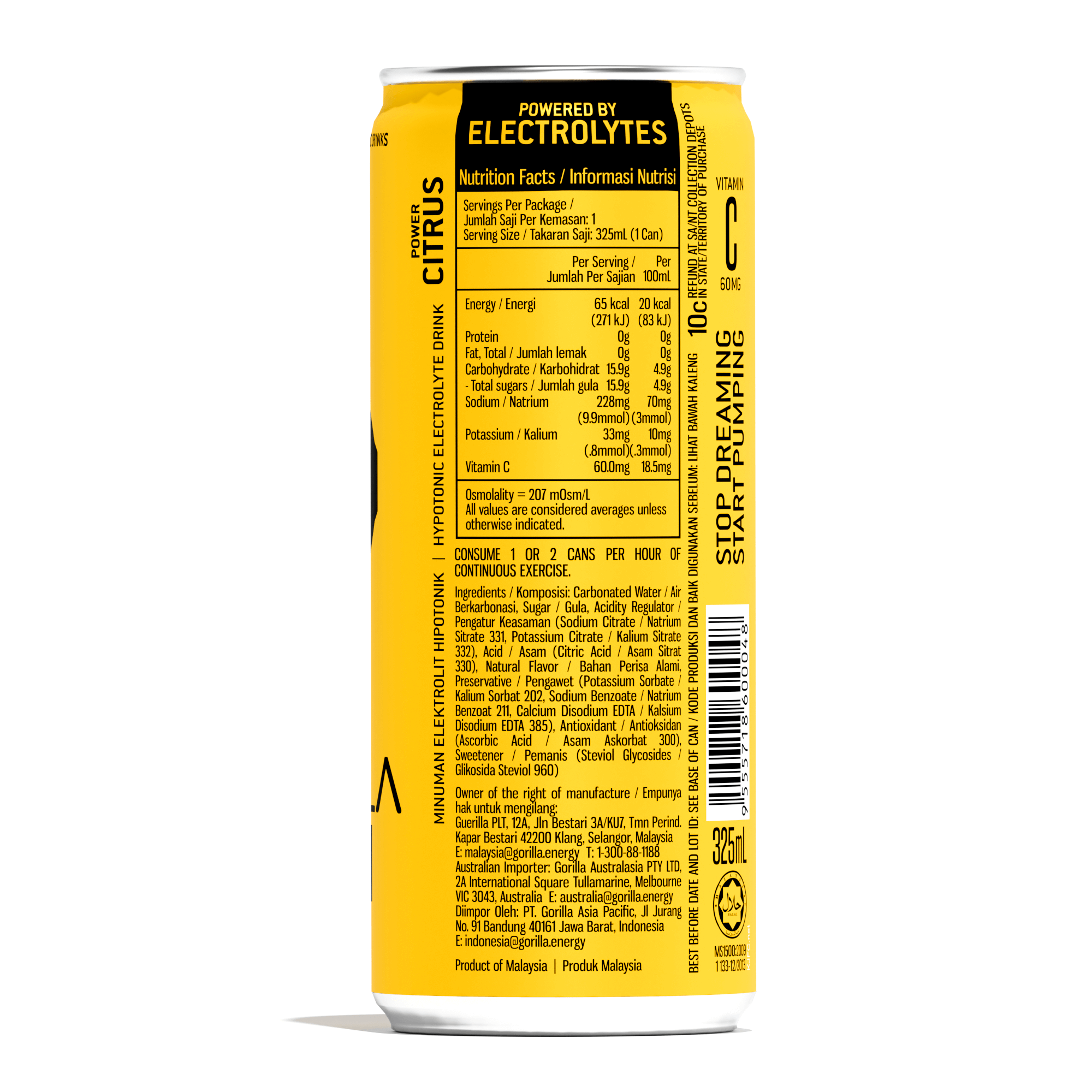 GORILLA Fuel Power Citrus 325mL x 24 Cans/Carton